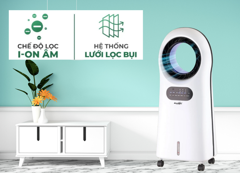 Chế độ lọc ion âm trên quạt điều hòa Magic Eco