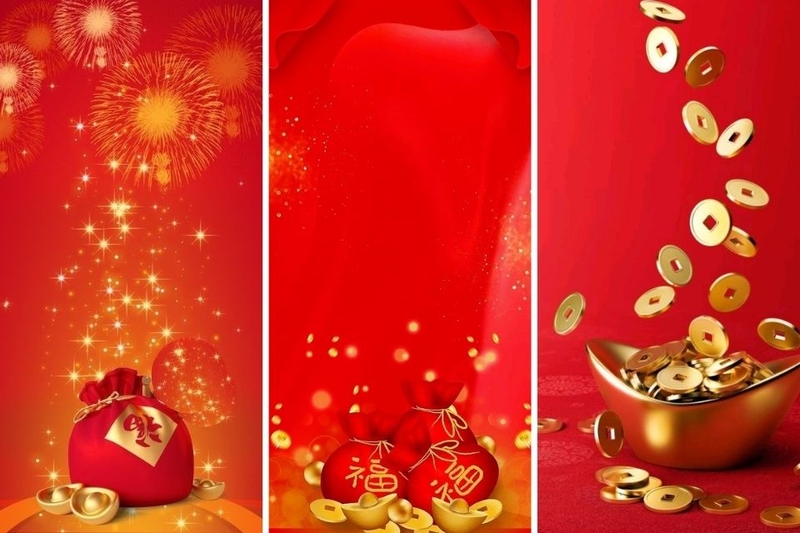 Hình nền Phong bao lì xì và đồng tiền vàng