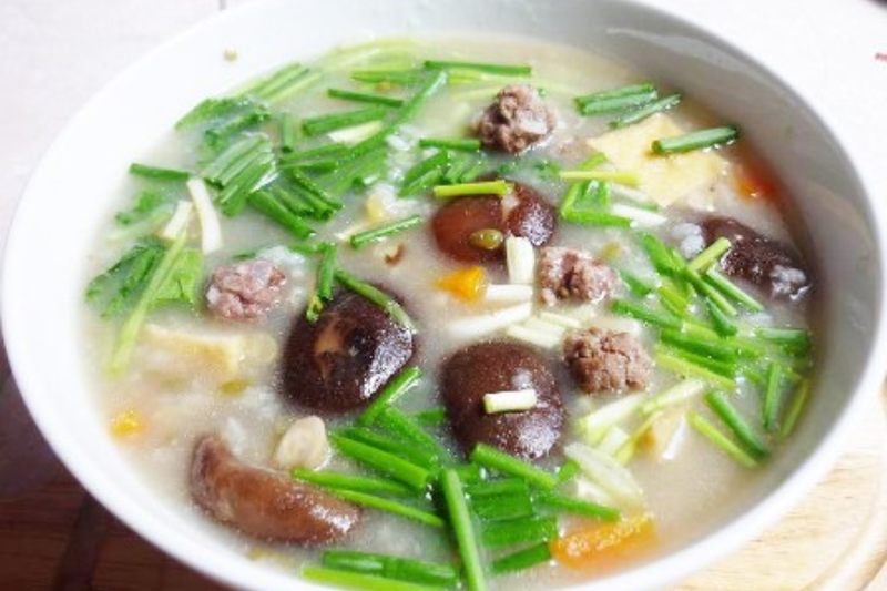 cháo nấm mối thịt bò 4