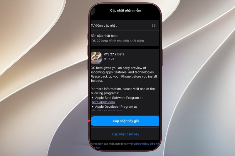 Hướng dẫn chi tiết cách cập nhật iOS 27.2 Beta trực tiếp trên iPhone 3