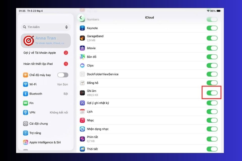 Hướng dẫn đồng bộ Ghi âm trên iPad với iCloud