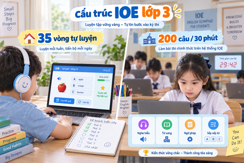 Cấu trúc bài thi chính thức và hệ sinh thái 35 vòng tự luyện