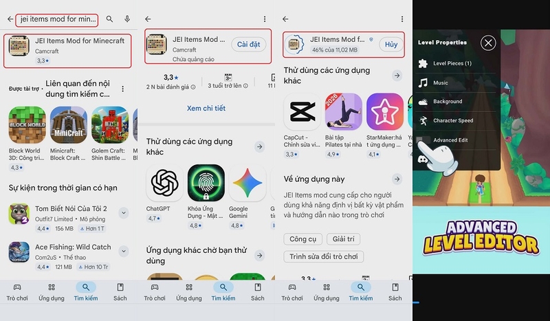 Hướng dẫn tải JEI Items Mod for Minecraft trên Android