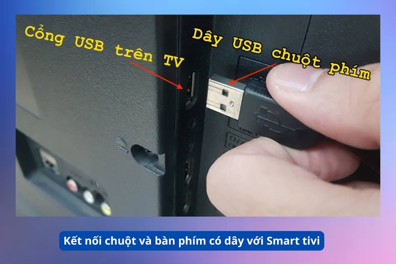 Kết nối chuột v&agrave; b&agrave;n ph&iacute;m c&oacute; d&acirc;y với Smart tivi