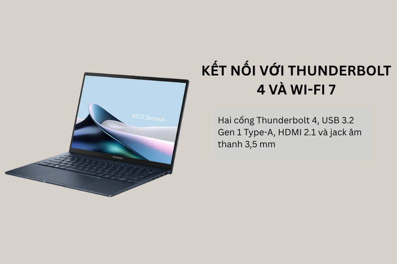 Kết nối hiện đại với Thunderbolt 4 và Wi-Fi 7
