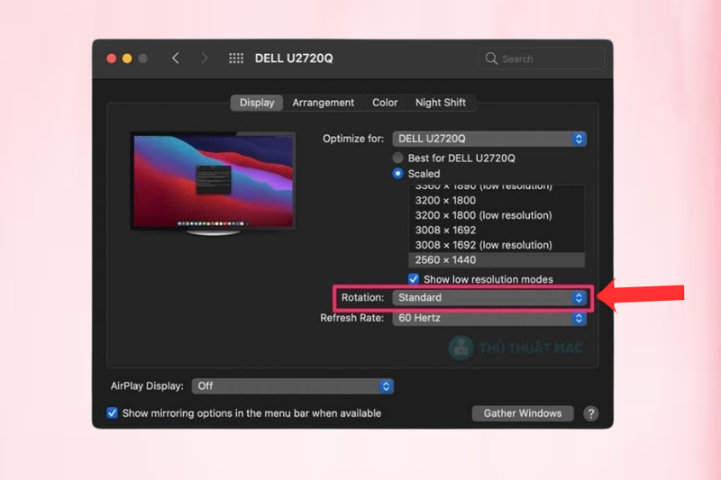 Khắc phục lỗi màn hình bị lật hoặc xoay ngang macOS 2