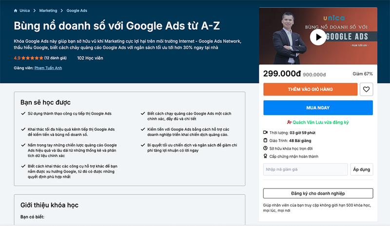 Unica – Google Ads Marketing Toàn Tập