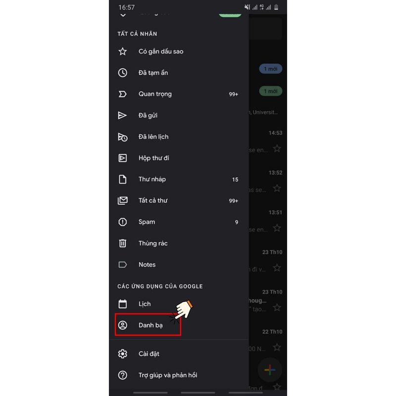 Vào mục&nbsp;Danh bạ trong Gmail