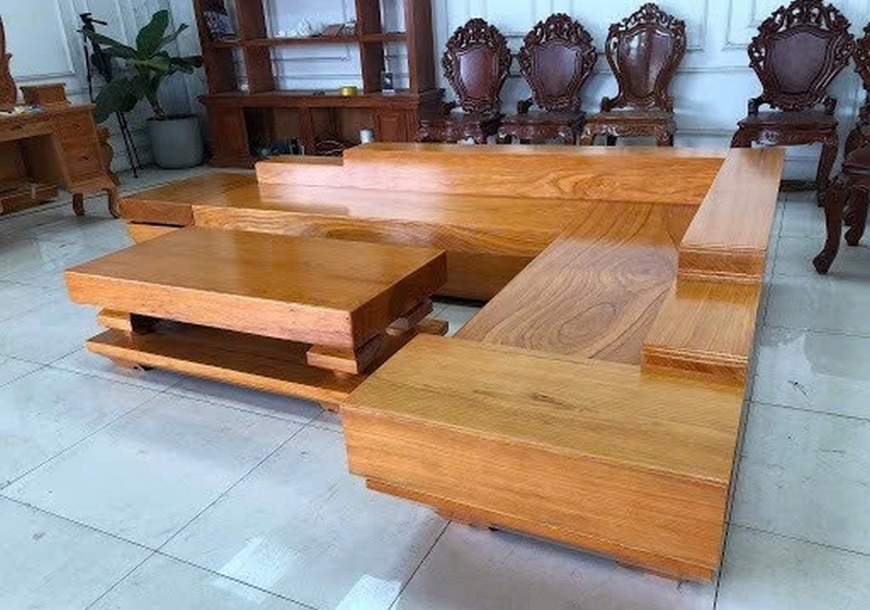Kích thước sofa gỗ nguyên khối chữ L ảnh 4
