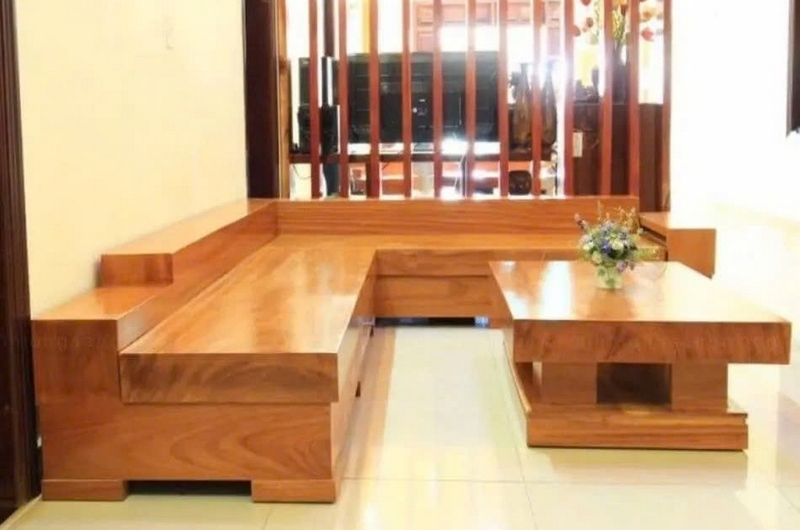 Kích thước sofa gỗ nguyên khối chữ L ảnh 5