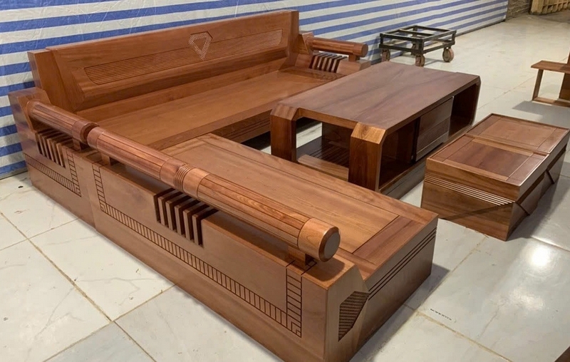 Kích thước sofa gỗ nguyên khối chữ L ảnh 6