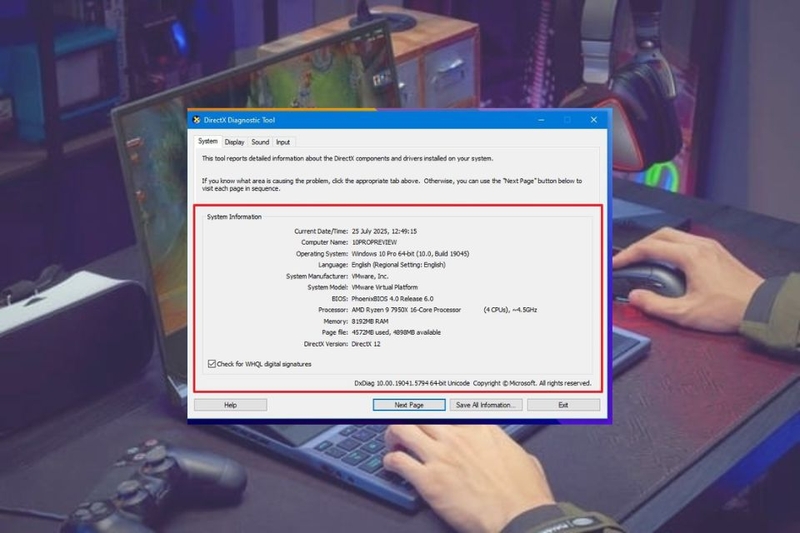 Kiểm tra cấu hình có đáp ứng yêu cầu game hay không