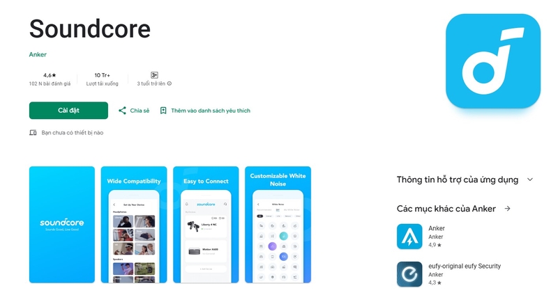 Ứng dụng điều khiển thông minh – Soundcore App