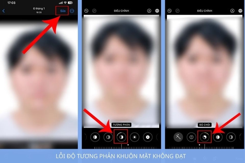 Lỗi độ tương phản khuôn mặt không đạt