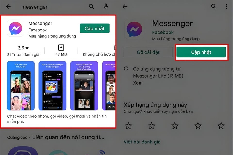 Luôn sử dụng phiên bản Messenger mới nhất trên Android