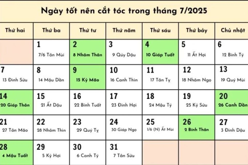 Lưu ý khi chọn lịch cắt tóc tháng 7 2025