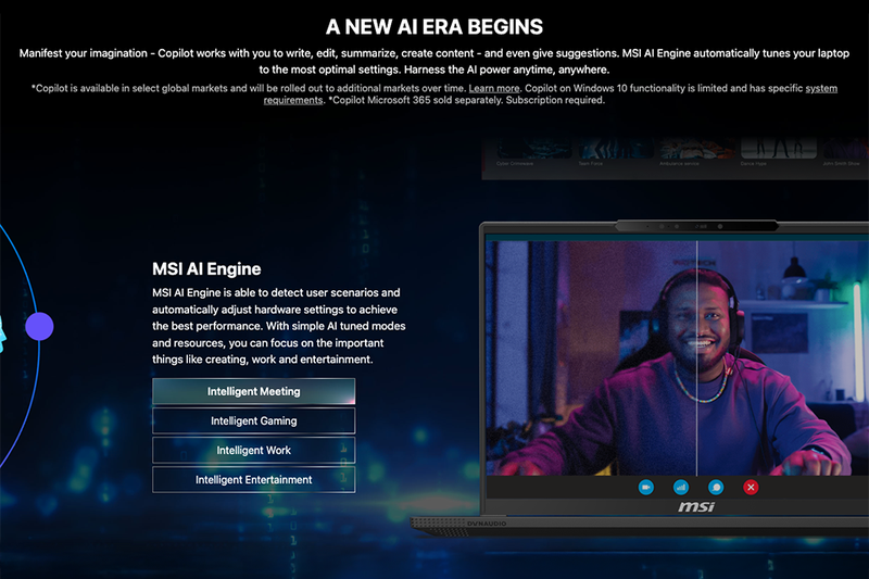 MSI Stealth 16 AI+ A3XVGG-208VN được trang bị MSI AI Engine