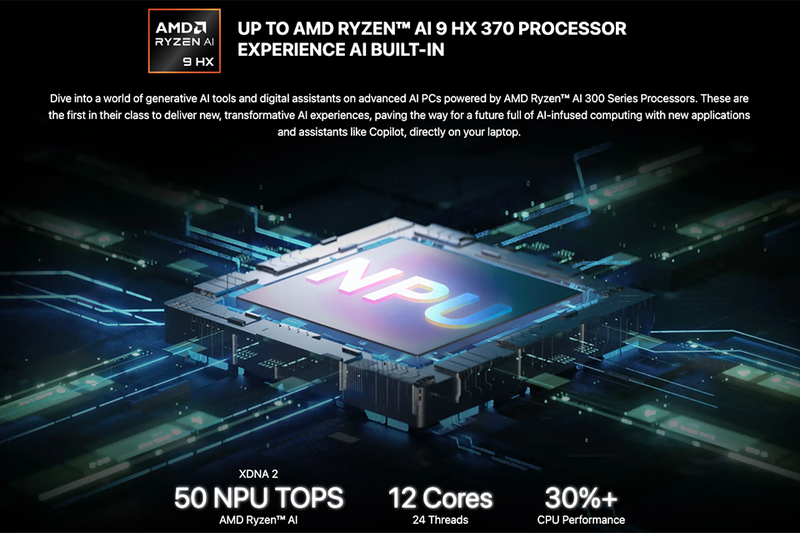 MSI Stealth 16 AI+ A3XVGG-208VN được trang bị bộ vi xử lý AMD Ryzen AI 9 370