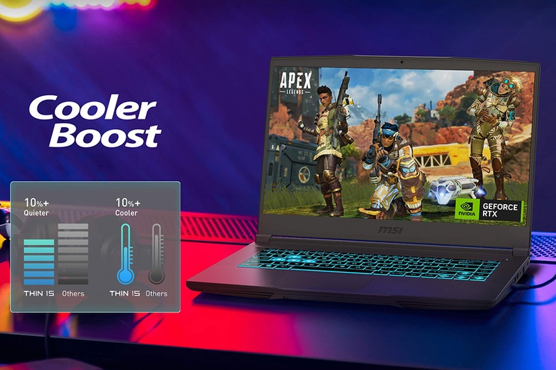 Hệ thống tản nhiệt Cooler Boost với một quạt lớn và ba ống dẫn nhiệt kết nối trực tiếp giữa CPU và GPU