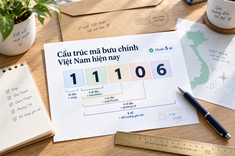 Cấu trúc chuẩn của mã bưu chính Việt Nam hiện hành
