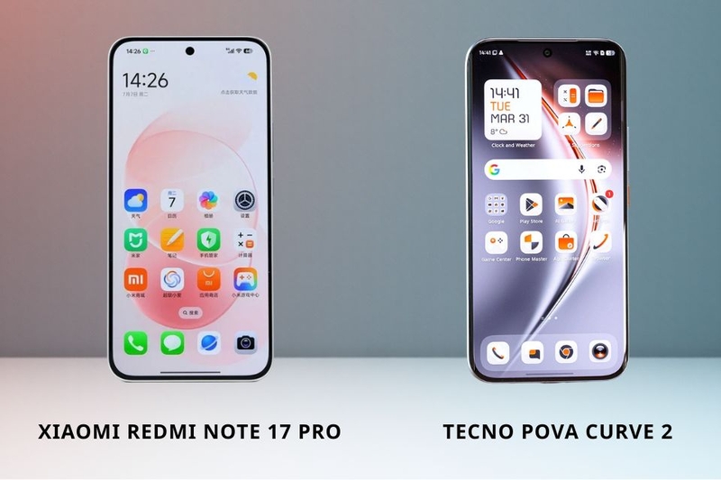 Màn hình Redmi Note 17 Pro và Tecno Pova Curve 2