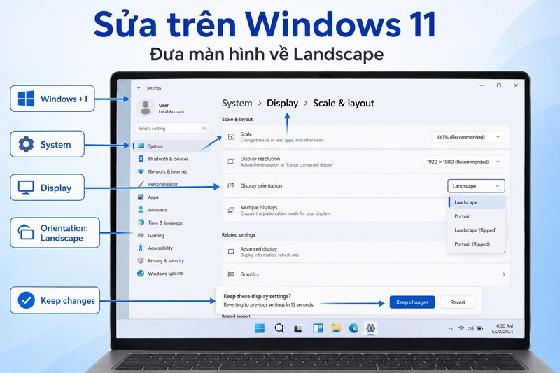 Màn hình laptop bị xoay ngược ảnh 4