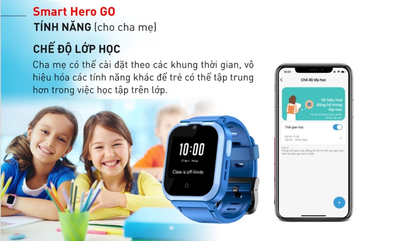 Chế độ lớp học của Smart Hero Go cho phép cha mẹ cài đặt khung thời gian cụ thể