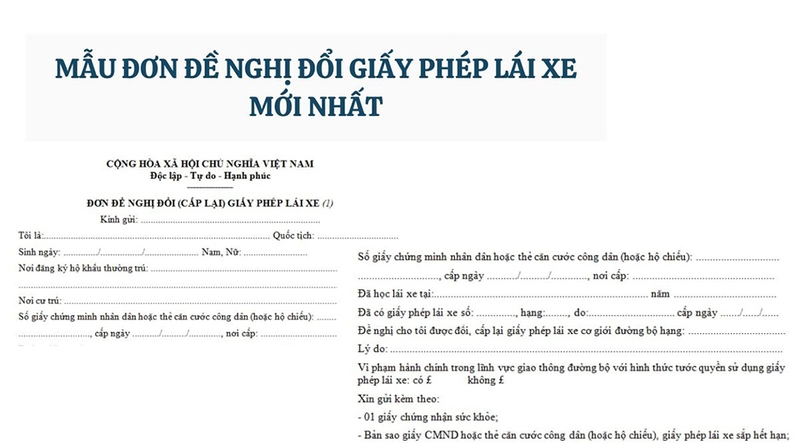 Đơn đề nghị cấp lại giấy phép lái xe