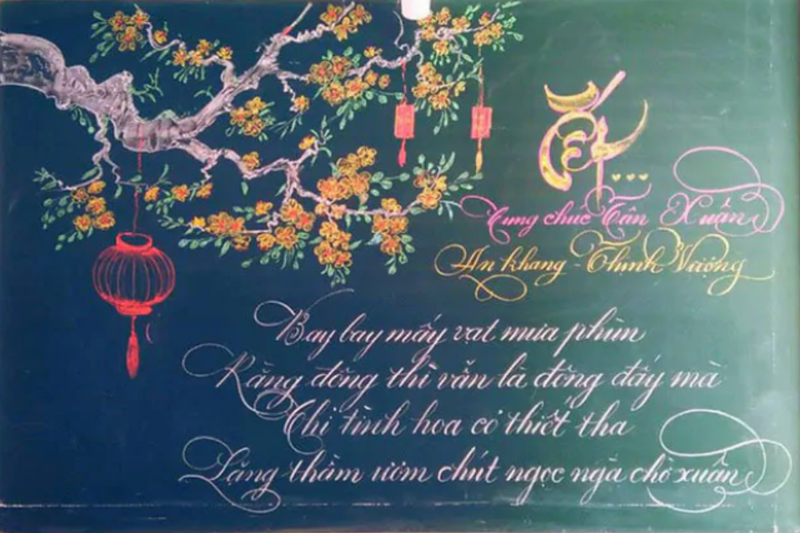 Mẫu trang trí bảng ngày Tết truyền thống 1