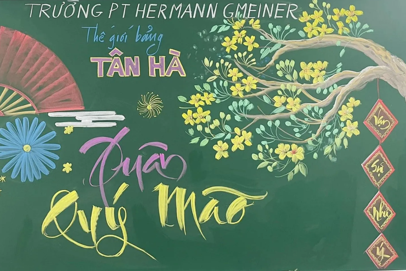 Mẫu trang trí bảng ngày Tết truyền thống 2