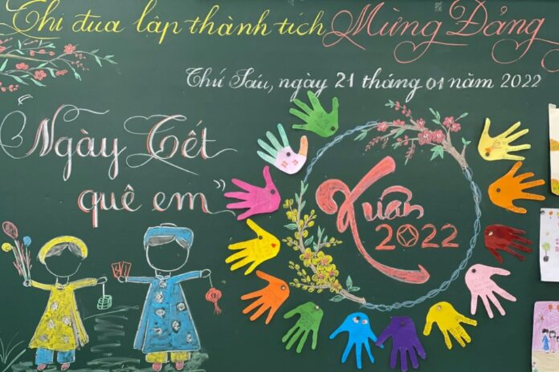 Mẫu trang trí bảng ngày Tết truyền thống 3