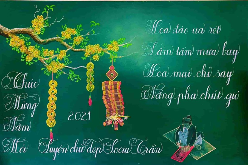 Mẫu trang trí bảng ngày Tết truyền thống 4