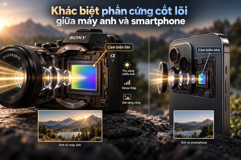 Khác biệt phần cứng cốt lõi giữa máy ảnh và smartphone