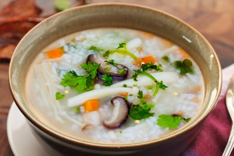 cháo nấm mối thịt bò 5