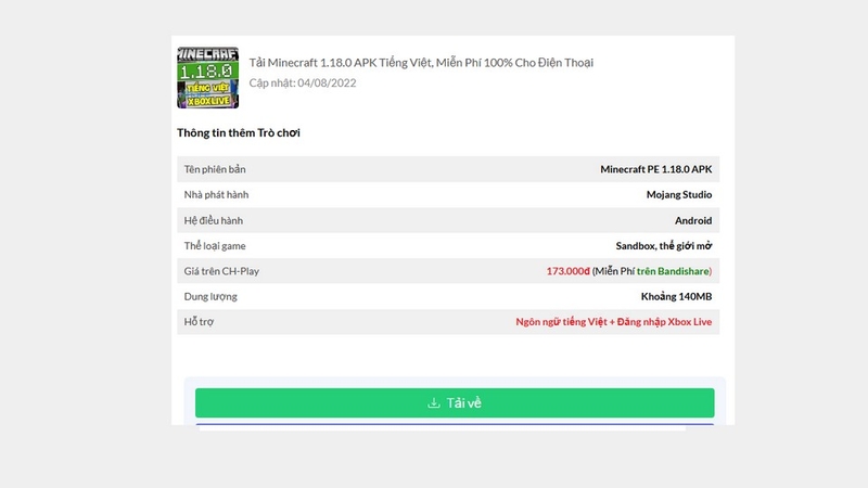 Hướng dẫn tải và cài đặt phiên bản Minecraft 1.18.0