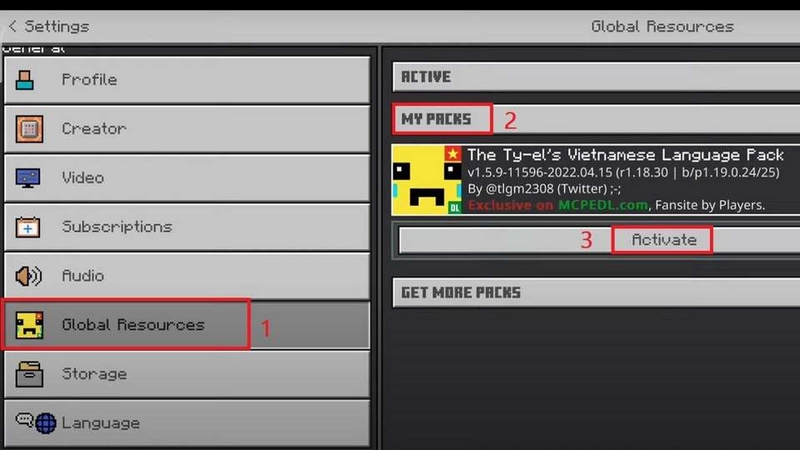 Kích hoạt gói ngôn ngữ trong game