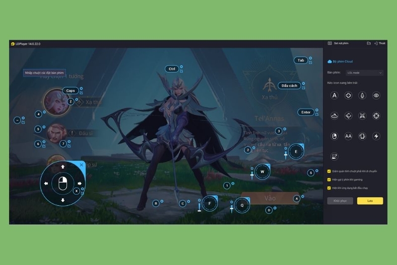 Mở phần thiết lập điều khiển của LDPlayer để kiểm tra keymapping