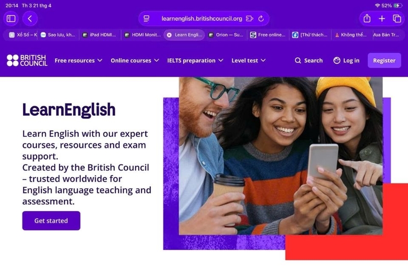 Mở trang web cần dịch