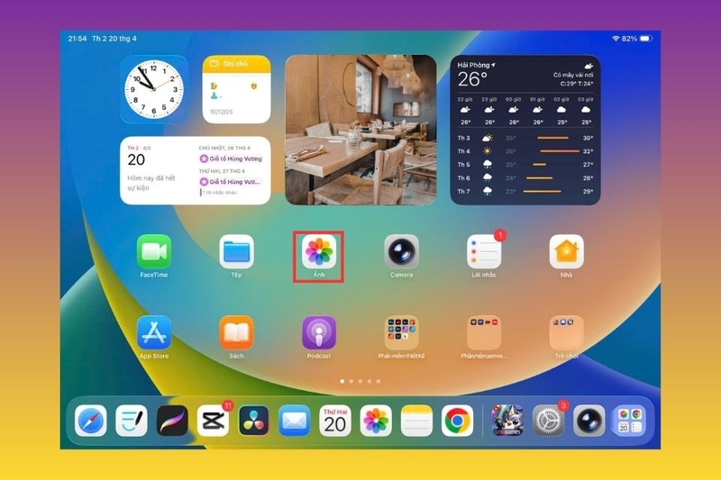 Mở ứng dụng Ảnh trên iPad từ màn hình chính