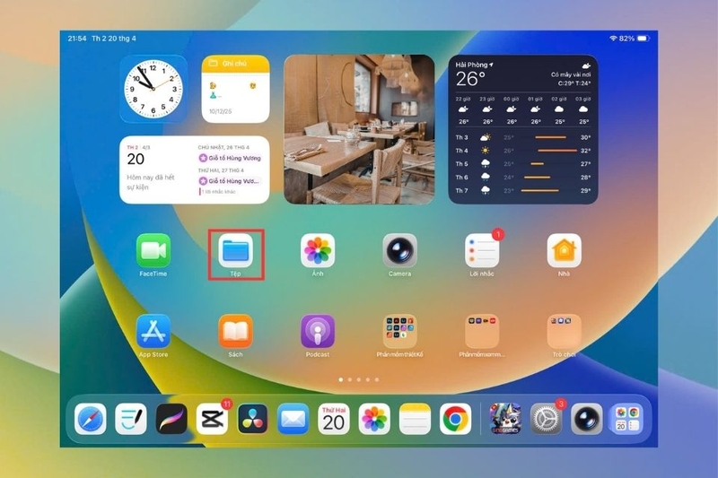 Mở ứng dụng Tệp (Files) trên iPad