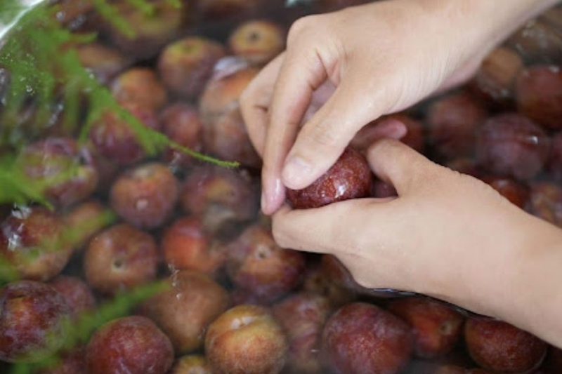 Rửa mận thật sạch sẽ