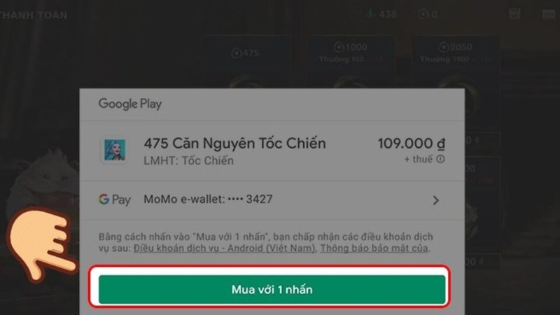 Hoàn tất quá trình thanh toán game
