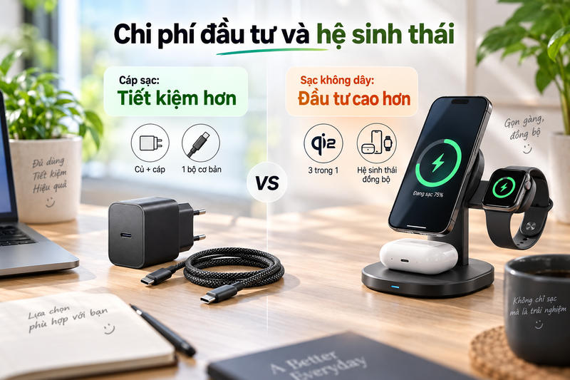 So sánh chi phí đầu tư và hệ sinh thái phụ kiện