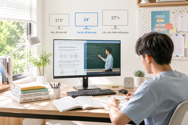 Màn hình từ 27 inch trở lên tốt hơn khi cần đa nhiệm