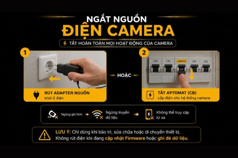 Ngắt nguồn điện của camera