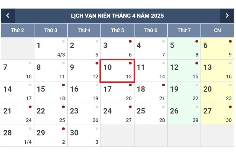 Những việc nên và không nên làm vào ngày 10/4/2025