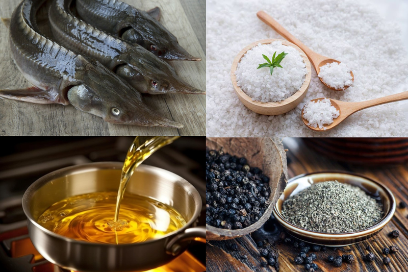 Nguyên liệu cần chuẩn bị cho món cá tầm rang muối