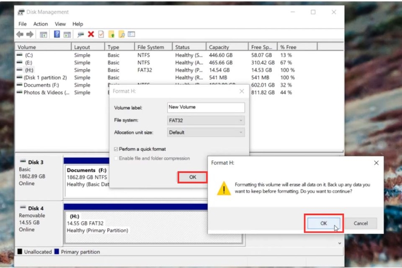 Nhấn OK để hệ thống bắt đầu format SSD