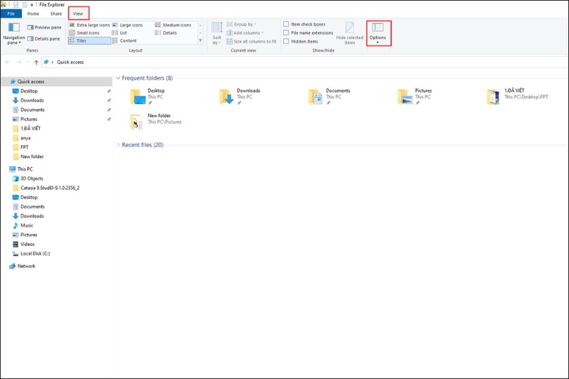 Nhấn vào Options để mở Folder Options.jpg