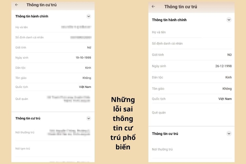 Những lỗi sai thông tin cư trú phổ biến